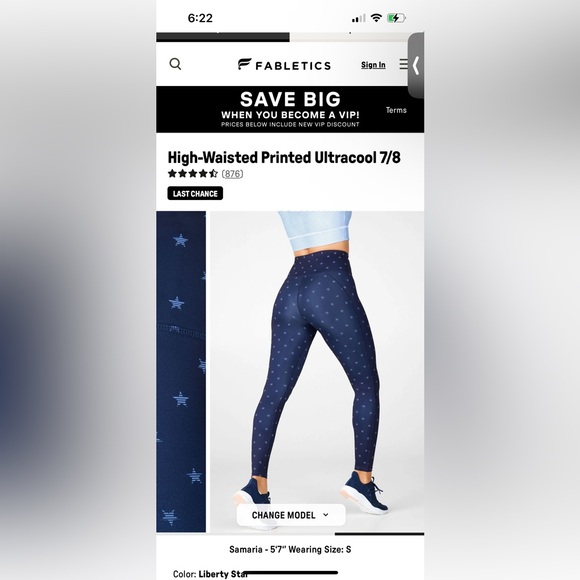 Fabletics Ultracool Liberty Star Leggings in EUC - Picture 7 of 9